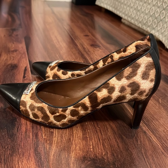 Brighton Yale Leopard calf skin and leather mules. - Picture 4 of 8